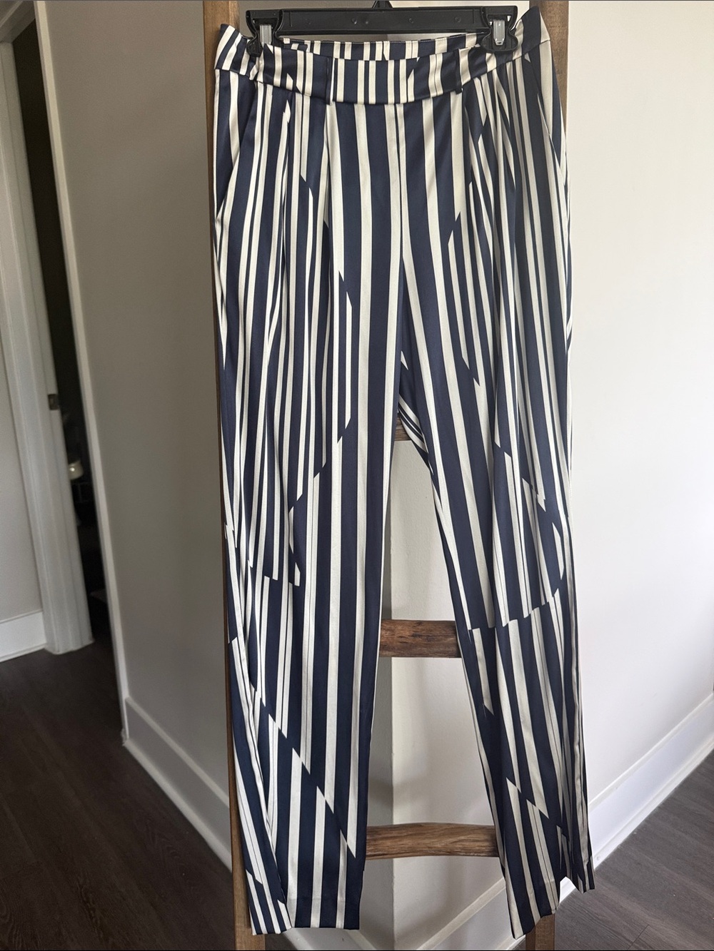 Thakoon Navy and White Striped Wide-Leg Trousers